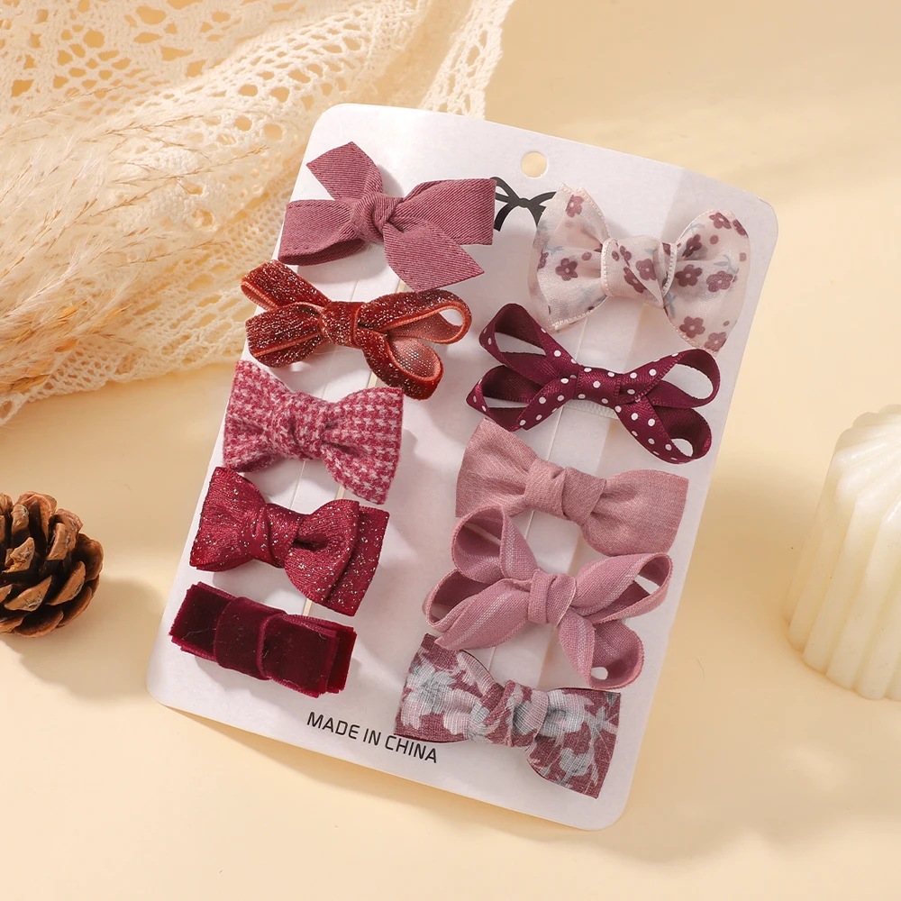 

Sweet Printed Bowknot Hair Clips for Girls, Handmade Hairpin, Boutique Barrettes, Headwear, Baby Hair Accessories, 10Pcs