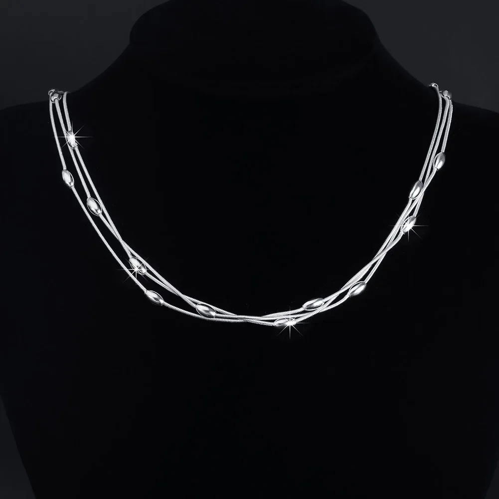 Charms Fine Hot 925 Sterling Silver Charms Beads chain Necklace for Women Trends Jewelry Party Wedding Accessories
