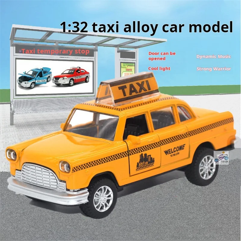 1:36 Alloy Taxi Car Model Taxi Taxi Car Model Comeback Sound And Light Car Model Toy