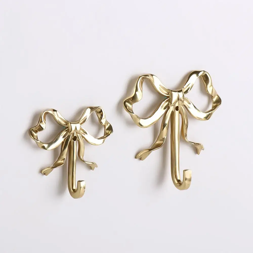 Modern Brass Bow Shape Wall Hook Gold Functional Bow-Knot Hook Decorative Wall Hangings Wardrobe Hanger Hat