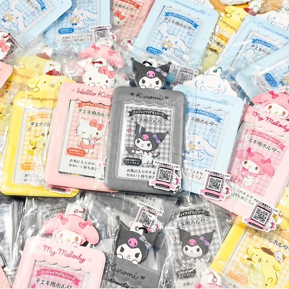Kawaii Sanrio Card Holder Cartoon Kitty Cinnamoroll Melody Kuromi Bus Id Card Storage Keychain Decorative Toys Gift For Girls