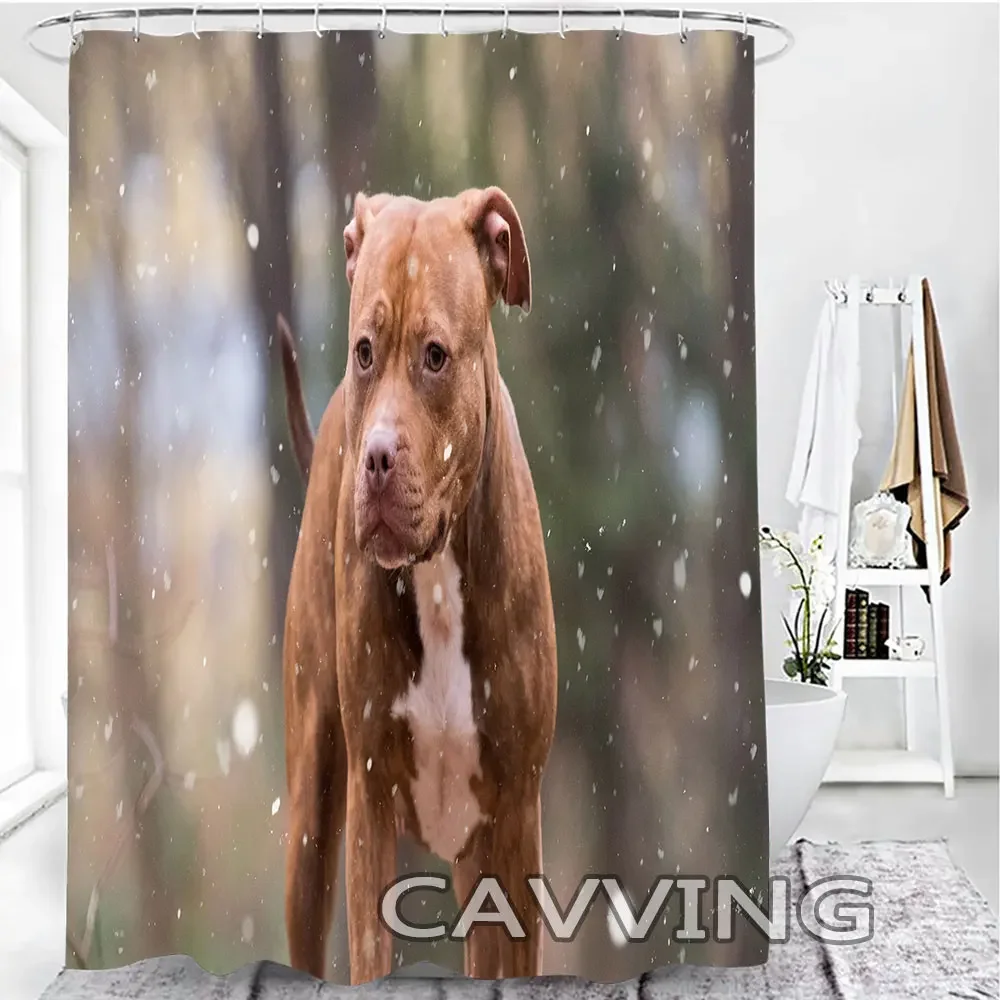 Pitbull Dog 3D Printed Shower Curtain Waterproof Bathroom Curtain Anti-slip Bath Mat Set Toilet Rugs  K03