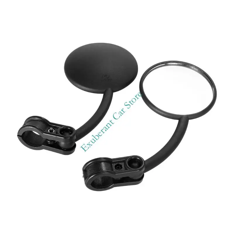 Motorcycle Handlebar Mirror Pair, 22mm Clip On Round Mirrors with Adjustable Joint and Metal Stem for Daily Road