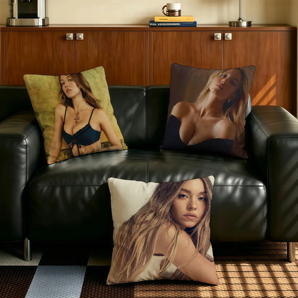 American actress S-Sydney Sweeney cushion cover Comfortable Decorative For Bedroom Living room Dormitory Picnic and Holiday