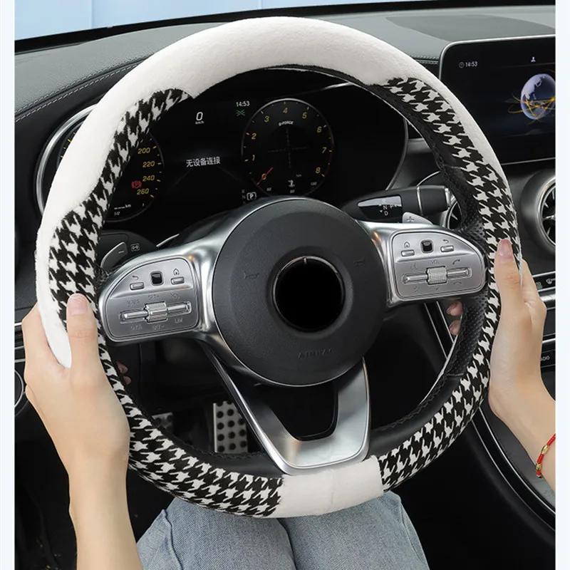 Winter Plush Anti-Freeze And Anti-Slip Cute Car Steering Wheel Cover 38cm D /O Shape For