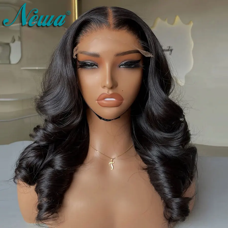 

Новые парики Newa Hair Loose Wave без клея, с HD-кружевной застежкой 5x5/6x6, предварительно выщипанные, из бразильских человеческих волос, парики Full Frontal с HD-кружевом 13x6