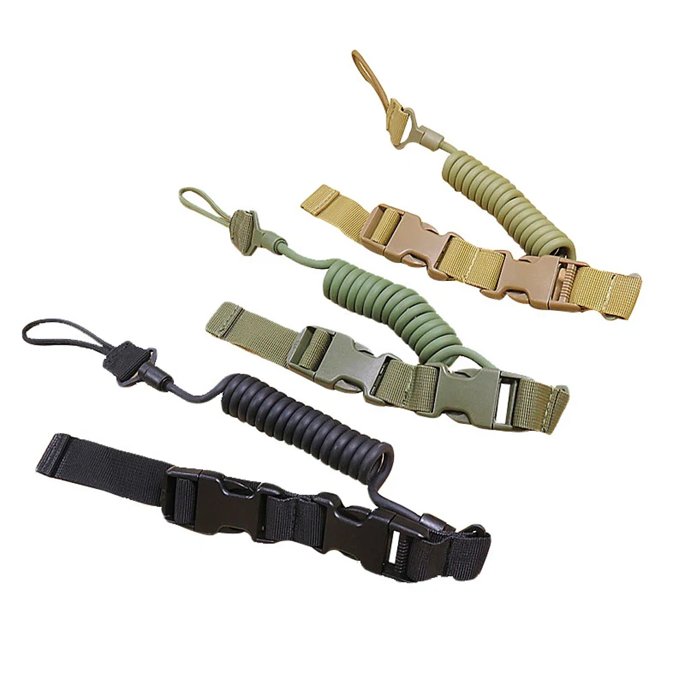 Anti-lost Tactical  Elastic Lanyard Rope Spring Safety Strap Rope For Key Ring Chain Flashlight Hunting Accessories