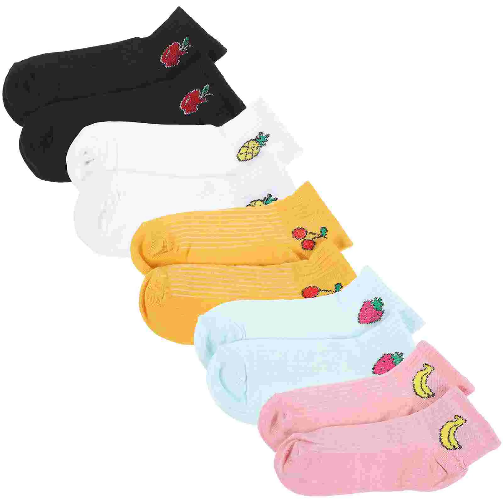 

5 Pairs Cotton Socks Printed Women Ankle Socks Fashion Fruit Pattern Novelty Socks (2)