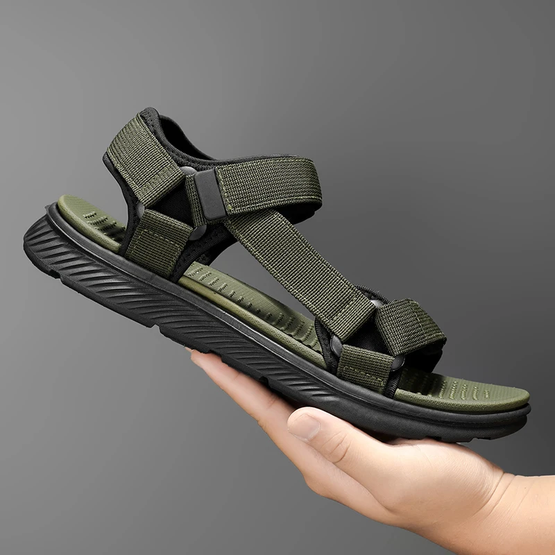 New Summer Fashion Men's Outdoor Sandals Non-Slip Hiking Beach Shoes Lightweight Comfortable PU Leather Anti-Slip Soles for Men