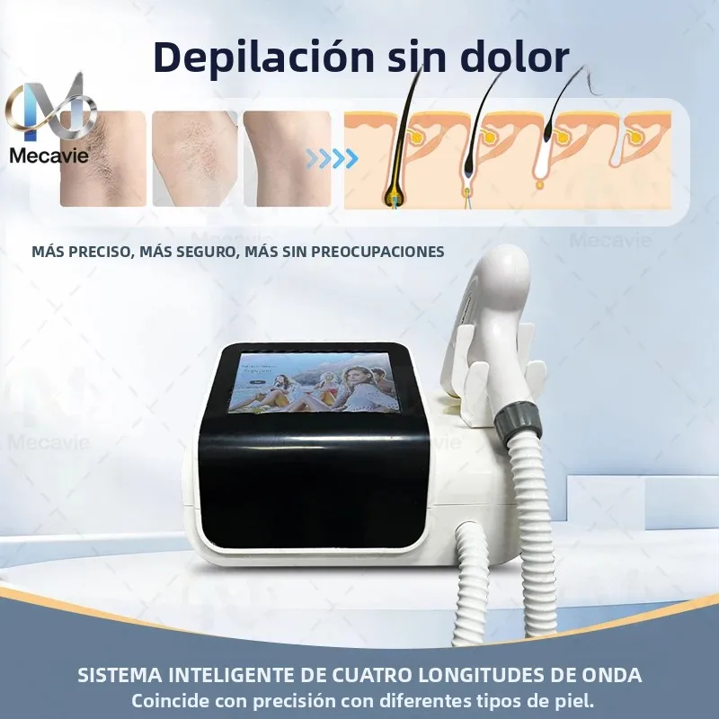 Mini Dispositivo Profesional de Depilación Láser de Diodo 4000W de Alta Potencia 755nm 808nm 1064nm Indoloro Permanente con Mango de Enfriamiento Alexander