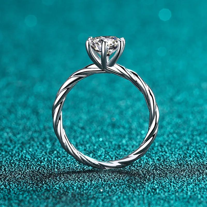 6.5mm 1carat moissanite ring for charm lady  Wedding Promise Solitaire Band GRA Certified S925 Sterling Silver finger Ring