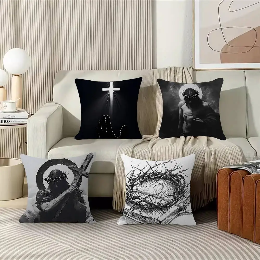 Son Of God Jesus Cross Holy Light Pillowcase Toon Gift Cushion Cover Bedroom Home Sofa Chair Seat Decor Pillow Case