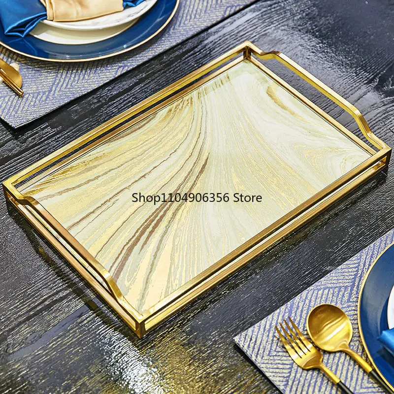 

for gold light luxury tray ornament rectangular practical living room coffee table tea tray restaurant storage