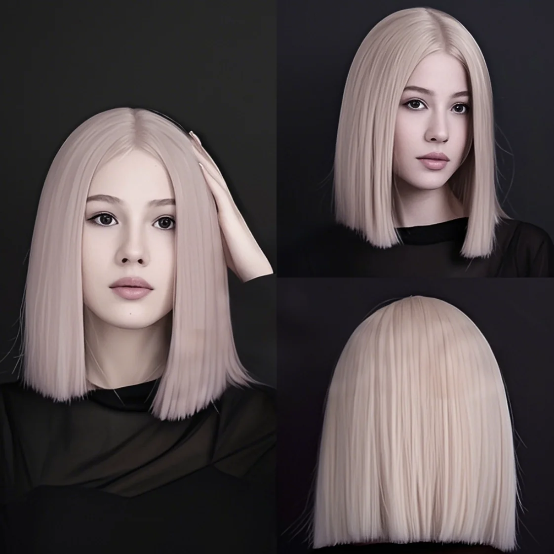 Wig Bob merah muda pendek kualitas tinggi dan Wig Bob putih pendek untuk wanita Wig Bob Burgundy tahan panas Wig sintetis digunakan sehari-hari