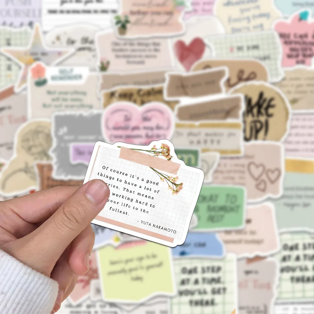 50PCS Creative Fragmented ข้อความขนาดเล็กสติกเกอร์ตกแต่งเคสโทรศัพท์แล็ปท็อปถ้วยน้ําสเก็ตบอร์ด DIY ส่วนบุคคลสติกเกอร์