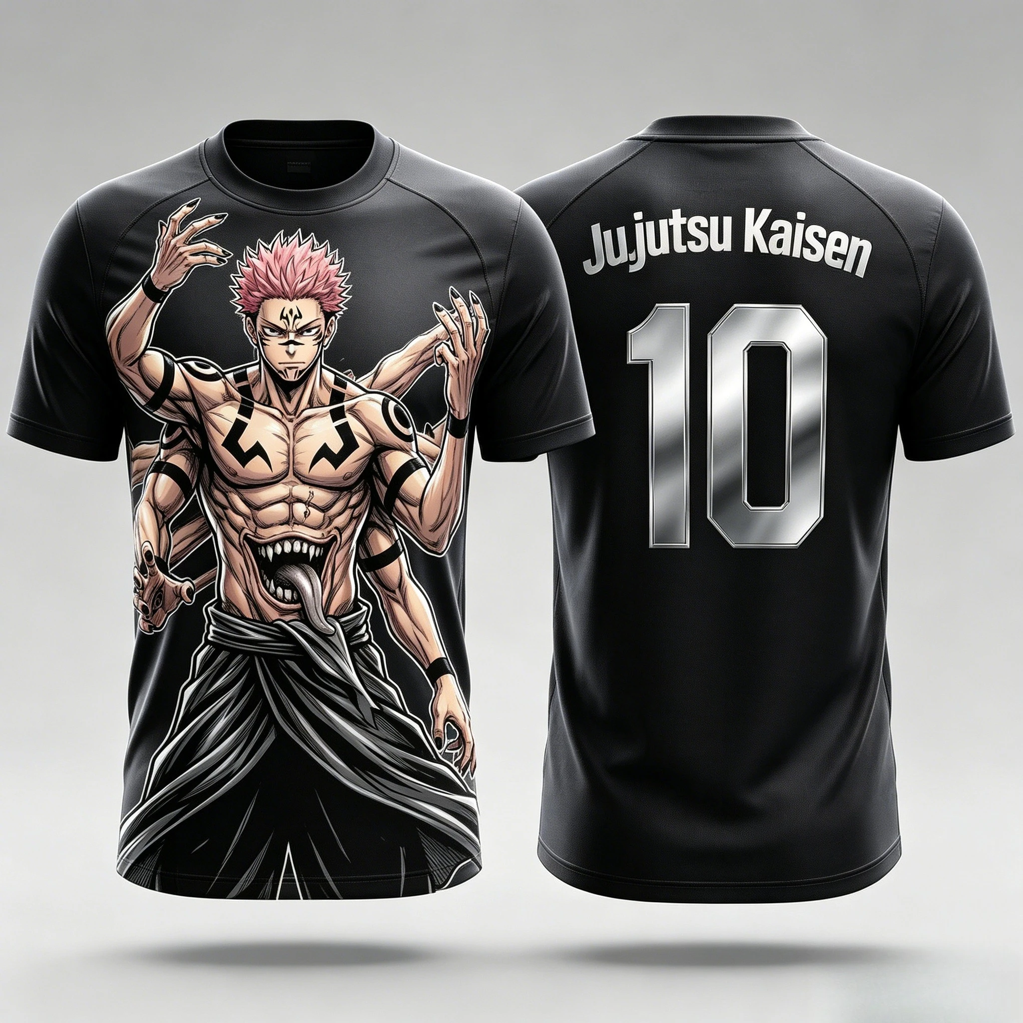 2026 New JUJUTSU KAISEN  NO.10 Ryomen Sukuna Anime T-Shirt Adult Men's 3D Printed Football Jersey T-Shirt Kids Special Jersey