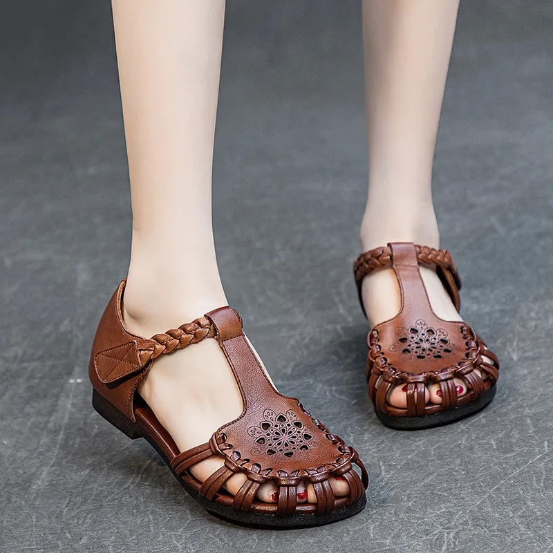 Sandals Women's Summer New Flat Bottom Soft Sole Hollow Sandals Women's Elevated Shoes