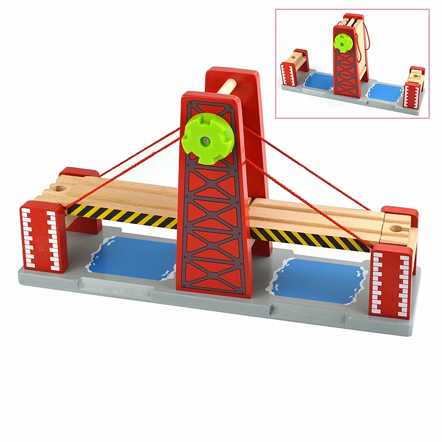 Wooden Train Track Racing Railway Toys All Kinds of Bridge Track Accessories fit for Biro Wood Tracks Toys for Children Gift