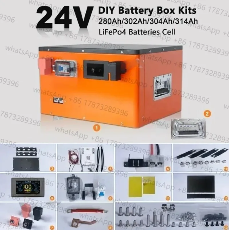 UBPPOWER New 24V 200Ah 230Ah 280Ah 314Ah Lifepo4 DIY Battery Box Kits Case Lithium-ion System LiFePO4 Battery Packs For RV