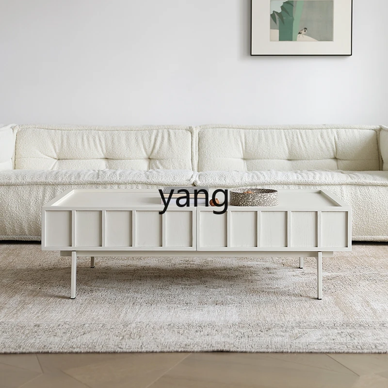 Yjq simple modern collector coffee table designer cream style retro feeling solid wood coffee table