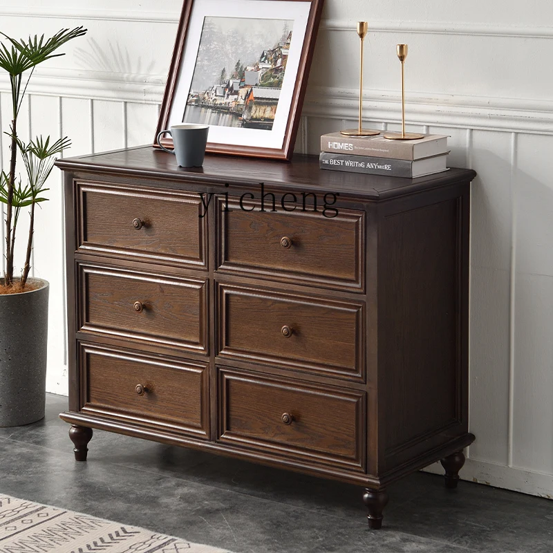 XL solid wood chest of drawers American six-bucket living room storage bedroom TV cabinet