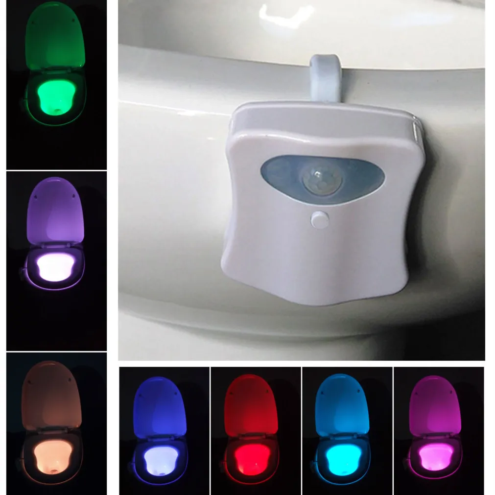 

Creative LED Night Light 8 Colors 16 Colors New Toilet Sensor Light Hanging Human Toilet Toilet Lid Light
