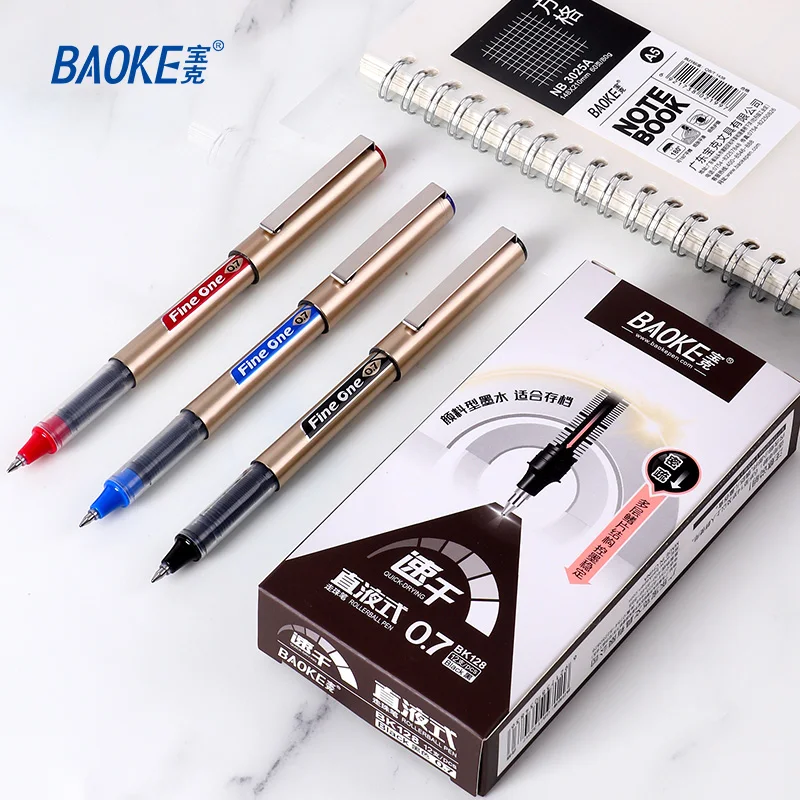 Imagem -02 - Baoke-caneta Rolo Líquido de Secagem Rápida Caneta Office Bk128 07 mm 12 Pcs