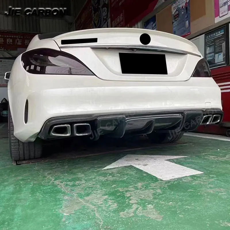 For Mercedes-Benz CLS-Class W218 CLS63 12-18 Carbon Fiber R Style Rear Diffuser Rear Bumper Lip Lower Spoiler Splitter Body Kit