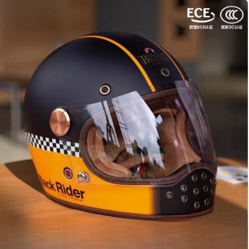 BEON Classic Retro Motorcycle Helmet Men Women Cafe Racer Helmets Fiberglass Casco Moto Lightweight Casco Vintage Cruise Moto
