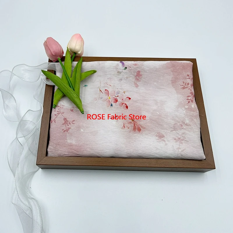 Tessuto di cotone broccato con stampa digitale floreale da 1 metro per cucire abiti eleganti Tessuto artigianale fatto a mano fai-da-te