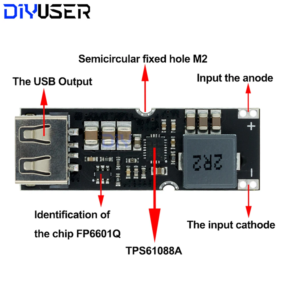 TPS61088 Boost Fast Charging Power Module, Mobile Phone QC Fast Charging 3.2V, 3.7V, 4.2V to 5V, 9V, 12V