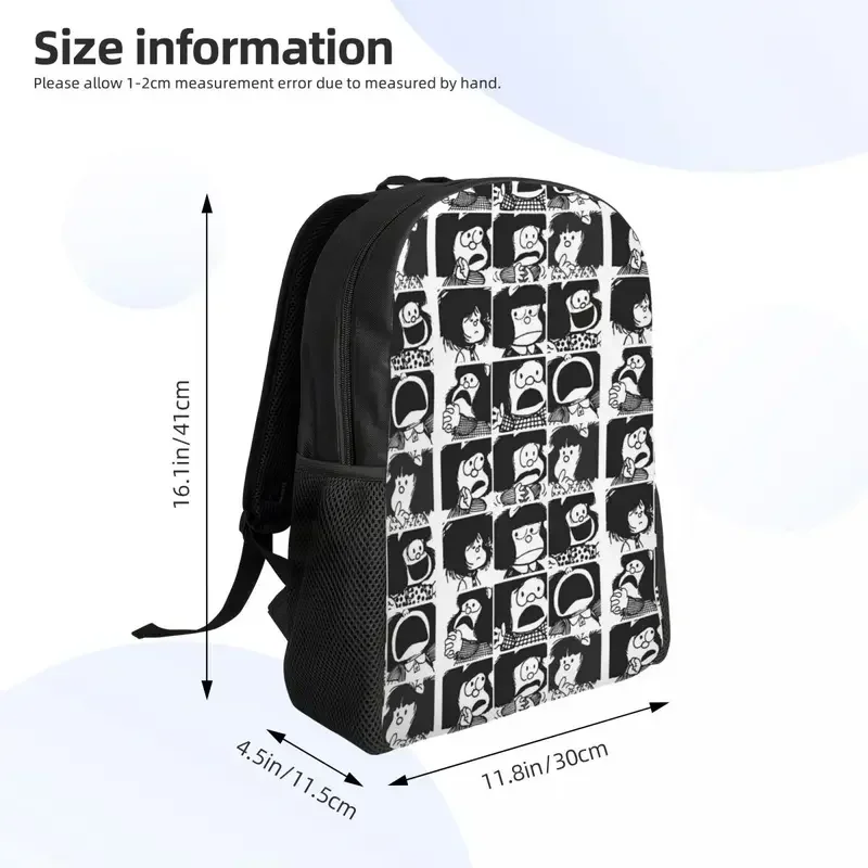 Anime Plaid Mafalda blanket laptop backpack men women casual bookbag for college school student Quino cute kawaii bags