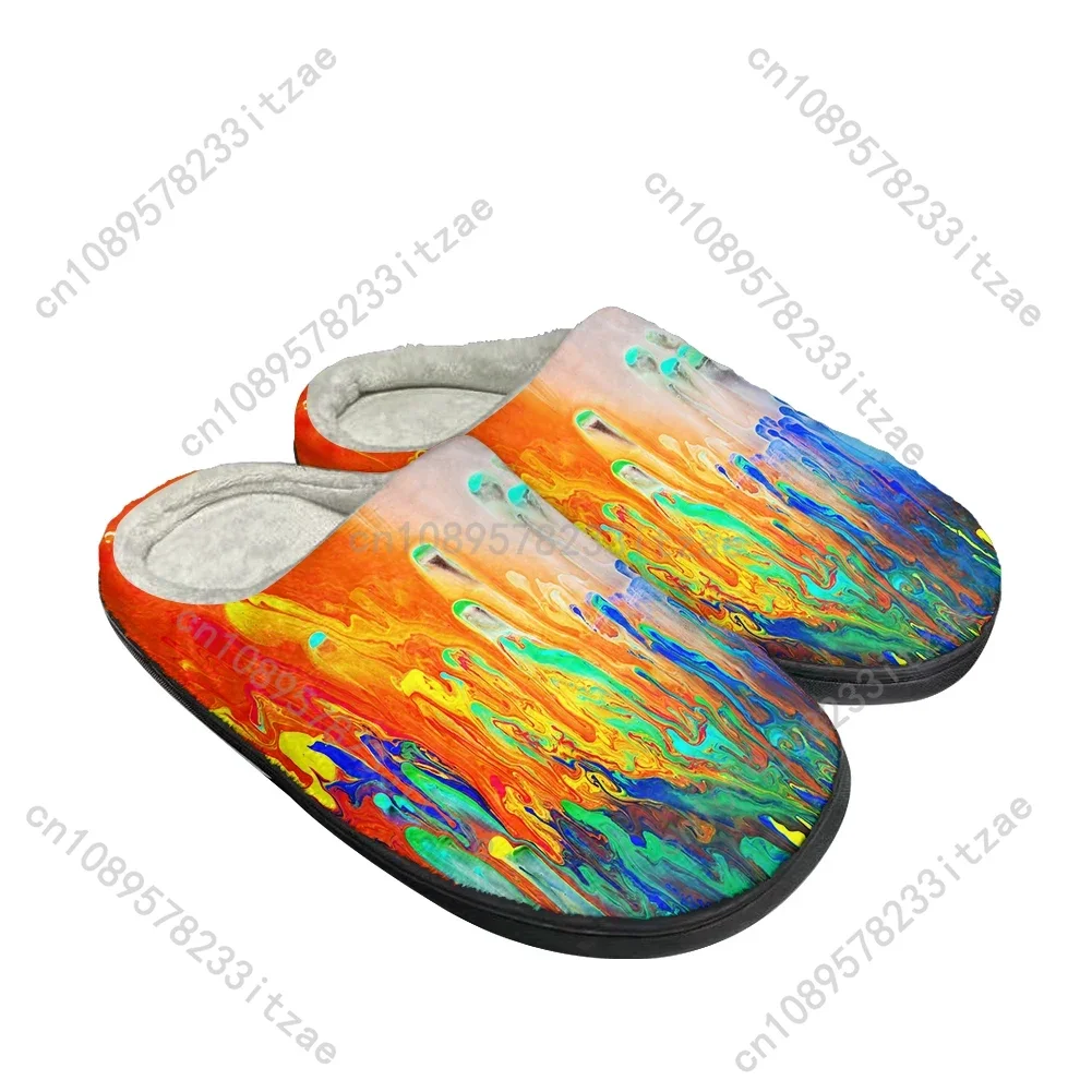 Hot Abstract Multicolor Cotton Custom Slippers Mens Womens Teenager Plush Casual Keep Warm Shoes Thermal Comfortable Slipper