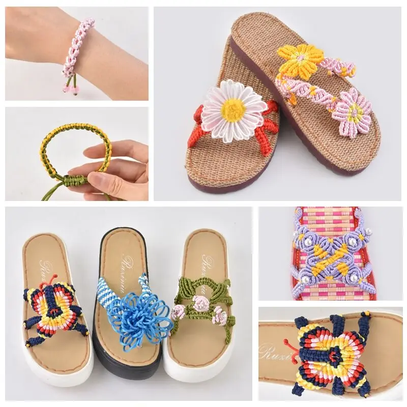 5 ياردة 2.0 مللي متر التغيير التدريجي الملونة الصينية عقدة خط الحبل الحرير الحرير الحرير النايلون الحبل DIY بها بنفسك اليدوية الحياكة الحبال