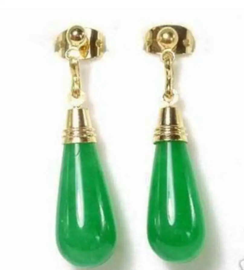 

Charming green natural jade danlge earrings good