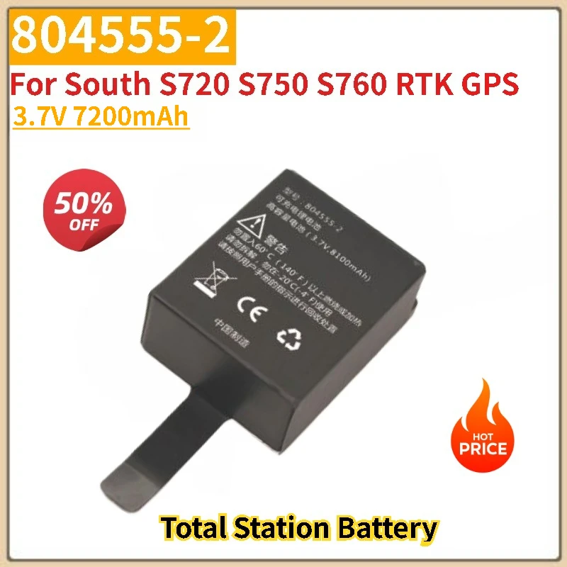 

High Quality 804555-2 battery 3.7V 7200mAh for South S720 S750 S760 RTK GPS Surveying Instrument Brand New Replacement Battery