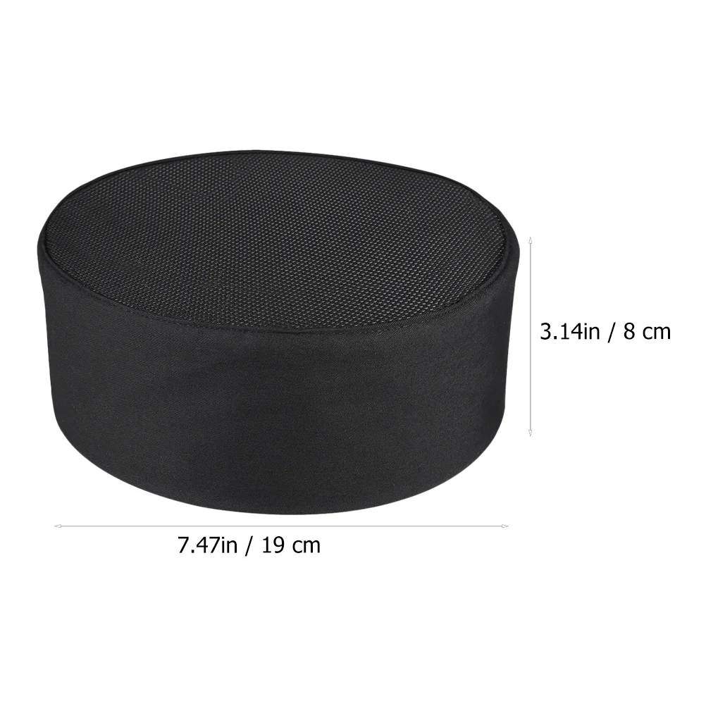 2 Pcs Black Chef Caps Breathable Combed Fabric Adjustable Size Mushroom Hat for Kitchen Restaurant Cafe Barbecue