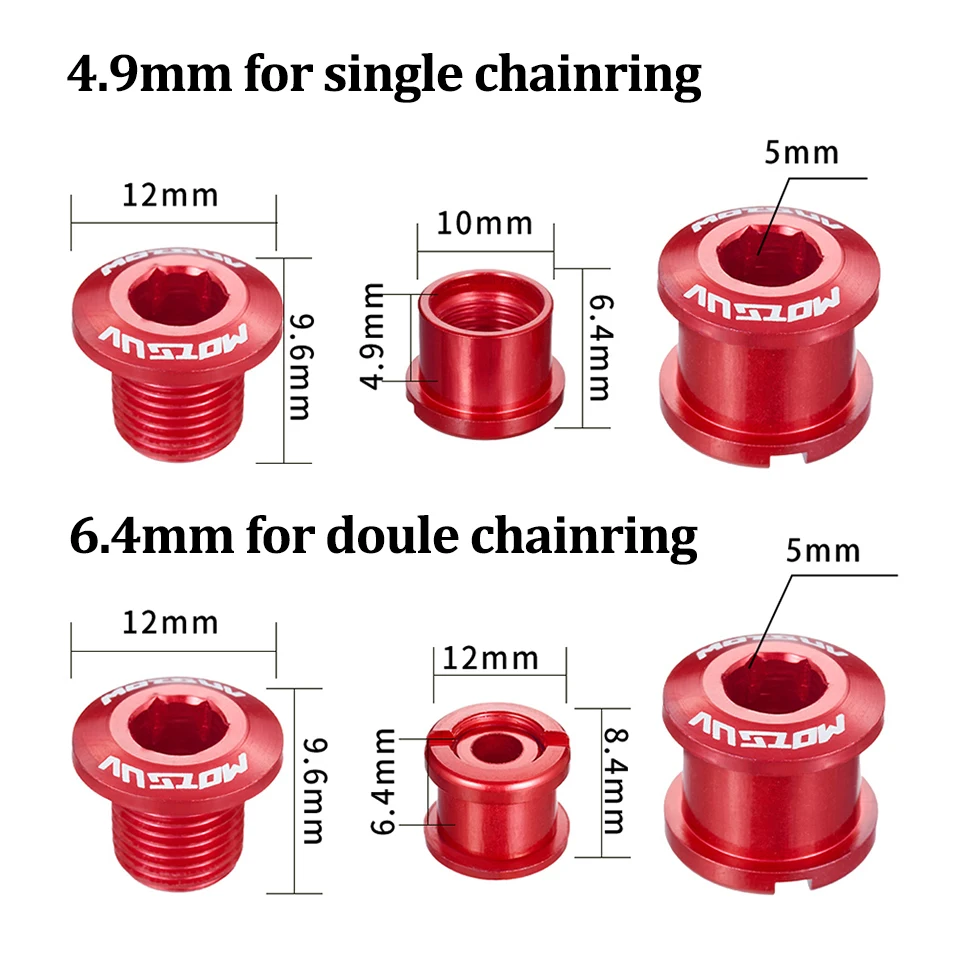 MOTSUV 4pc/5pc Bike Chainring Bolts Road MTB Plate Screws Single/double Crankset Bolts 4.9/6.4mm Chainwheel Screw Crank Part