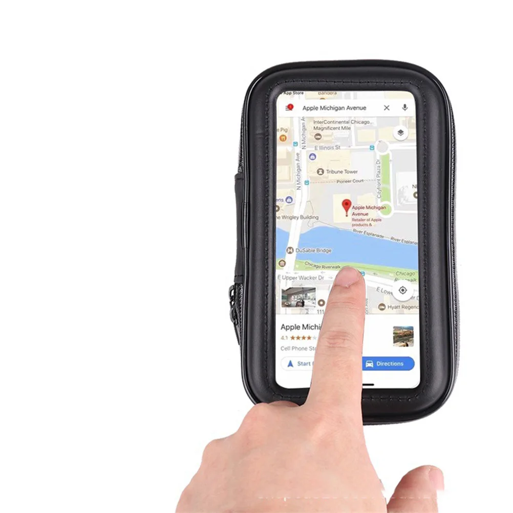 Bike Phone Mount Waterproof Bag 6.3 Inches Black Durable Easy Install Remove 360 Rotatable Clear Window Phone Mount