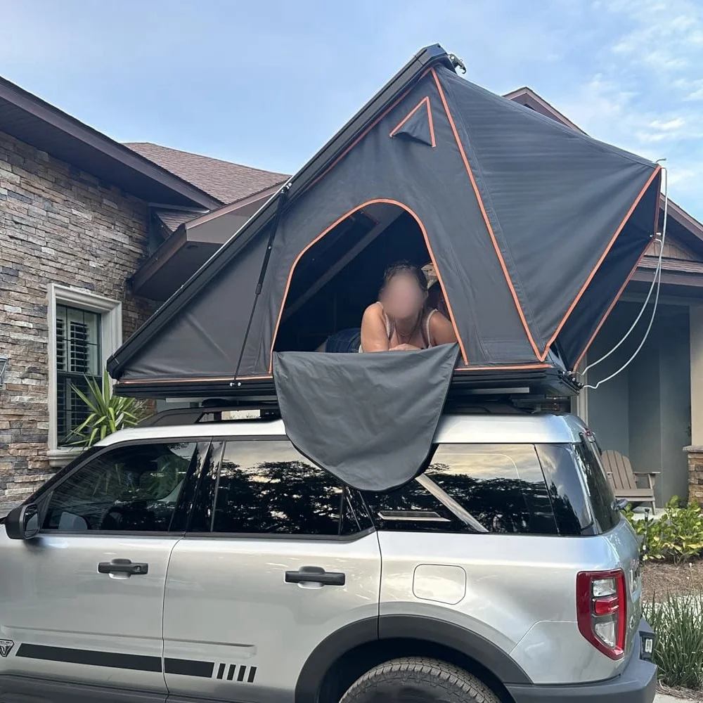 

2-Person Thermal Insulation and Cold-resistant Hard-Shell Roof Tent for Winter Camping Adventures Triangle Design for Cars