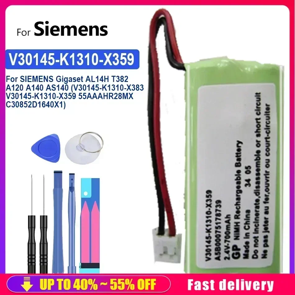 700mAh Portable Battery For SIEMENS Gigaset AL14H T382 A120 A140 AS140 (V30145-K1310-X383 V30145-K1310-X359 55AAAHR28 Batteries