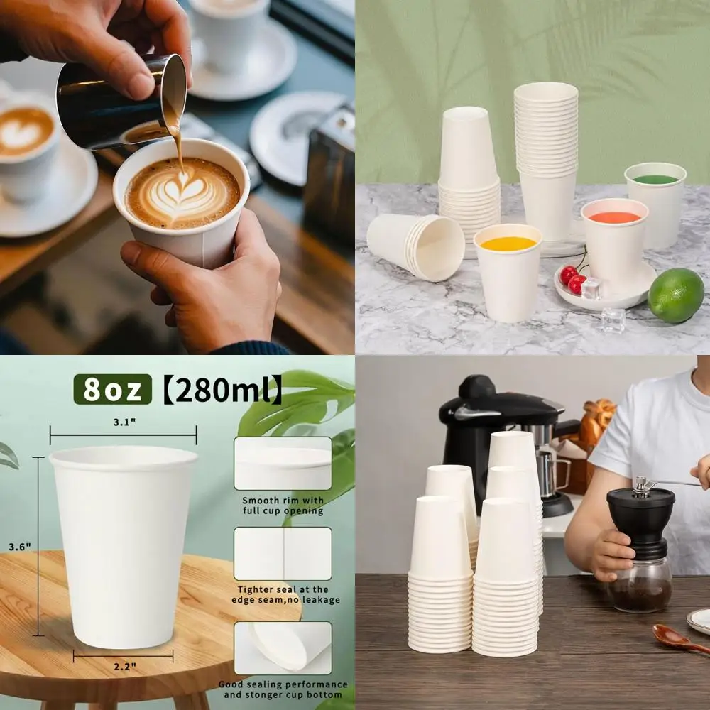 

Одноразовые бумажные стаканчики на 8 унций, упаковка 1000 штук, идеально подходят для горячих напитков, подходят для вечеринок, пикников и мероприятий