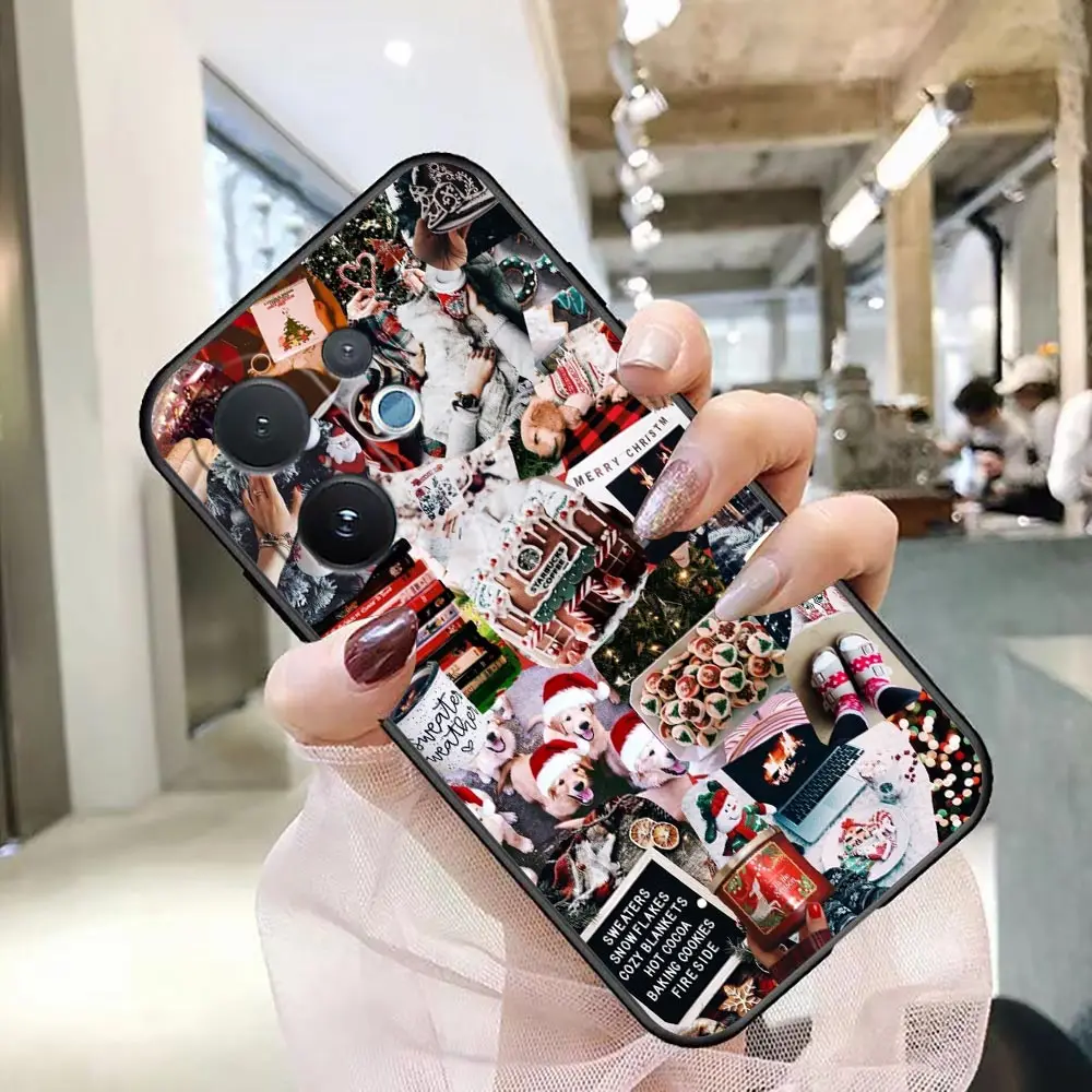Phone Case For VIVO V70 V60 V50 V40 V20 V21 V23 V23E V25 V25E V27 V27E V29 V29E V30 TPU Case Cover Merry Christmas Santa Hat 6
