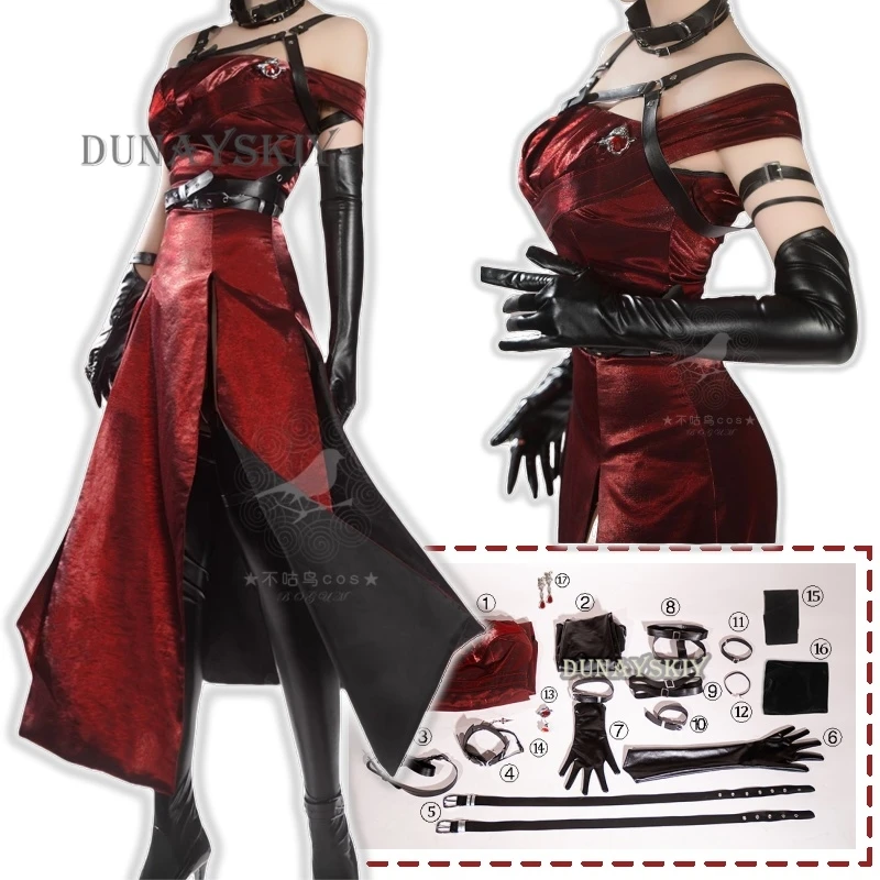 Love And Deepspace Heroines Cosplay Costume Red Dress Enchanting Veil Uniform Sylus Relentless Conqueror Halloween Party Women