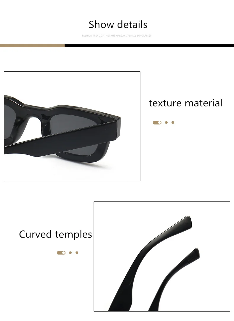 Kleine Rahmen Sonnenbrille Männer Frauen Vintage Quadrat Sonnenbrille Marke Designer Konkaven Spiegel Schwarz Brillen Shades UV400 – Detail 21