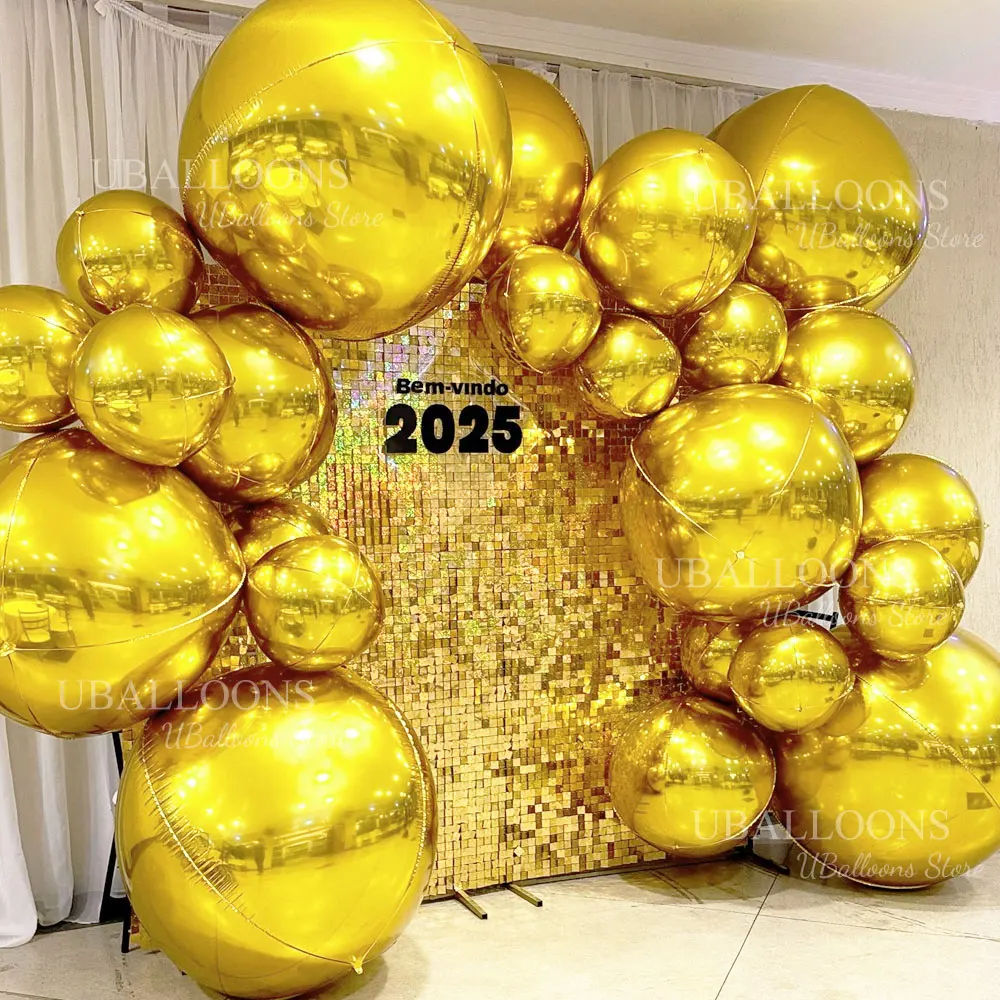 10~70 Zoll Silber 4D Runde Luftballons Metall Gold Silber Große Riesenfolie Runde Luftballons für Geburtstag Hochzeitstag Party Deko – Detail 9