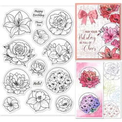 1pc Daffodils Clear Stamps Lilies Clear Stamps Spring Natural Classical Flowers Text Silicone Transparent Stamps for DIY