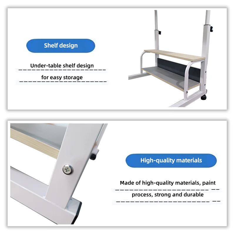 طاولة طعام خشبية متحركة قابلة للتعديل لضبط الارتفاع في المستشفى فوق السرير #4