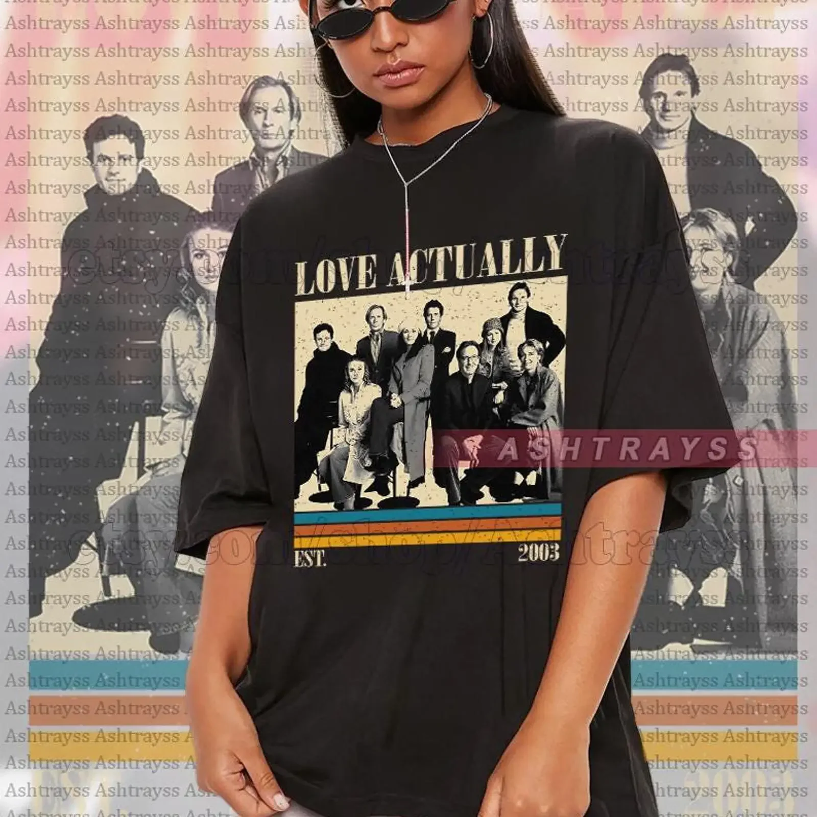 Love actually classic retro T Shirt Bill Nighy Hugh Grant Christmas sweaT tee vintage Washed Soft Comfortable Casual Stylish
