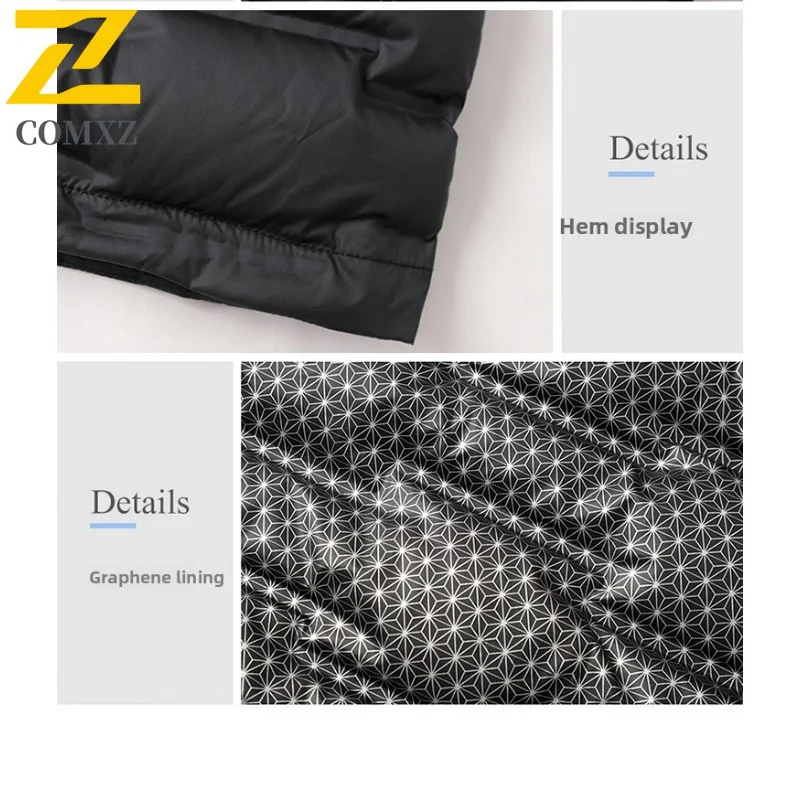 COMXZ سترة منتفخة مقاومة للبرودة للرجال دافئة، سترة شتوية عصرية بسيطة للتزلج على الجليد، ملابس أنيقة للشارع